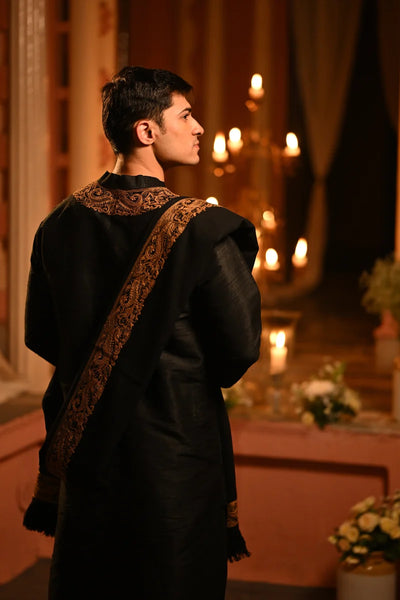 Black Raw Silk Punjabi