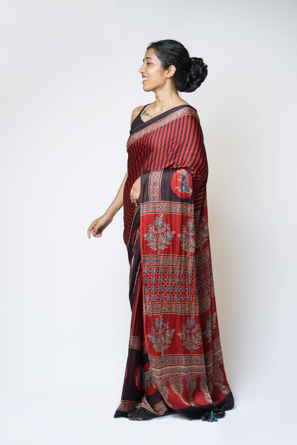 Plain Ajrakh Modal Silk