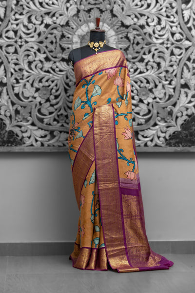 Kanjeevaram Fusion Kalamkari Saree