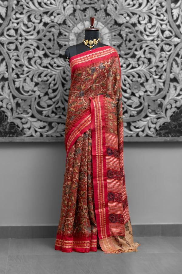 Vidharba Tussar Fusion Kalamkari Saree