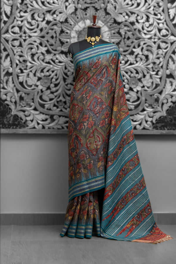 Vidharba Tussar Kalamkari Sarees