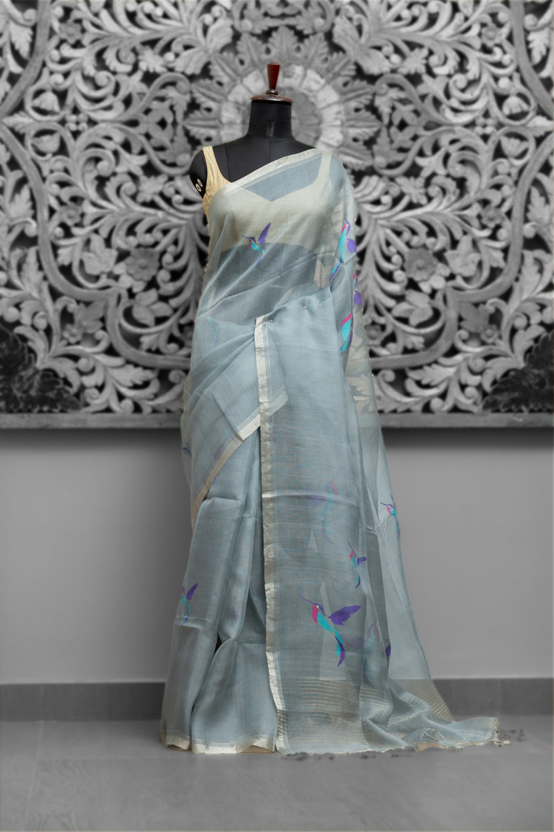 Exclusive Resham/Organza Silk Needle Jamdani Saree