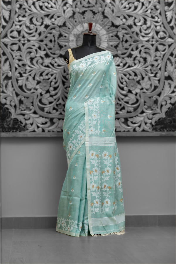 Traditional Needle Jamdani Tussar Silk Saree