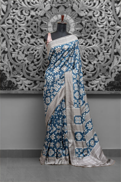 Natural Dye 12 Motif Telia Ikkat Silk Saree