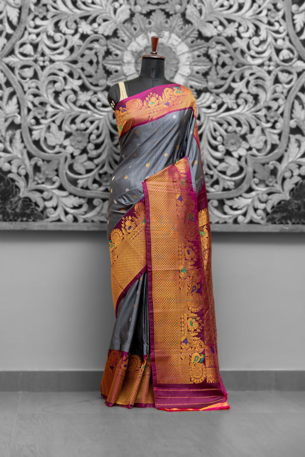 Turning Border with Meenakari Gadwal Saree