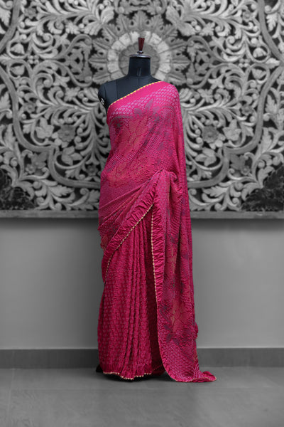 All Over Floral Rai Bandhni Saree