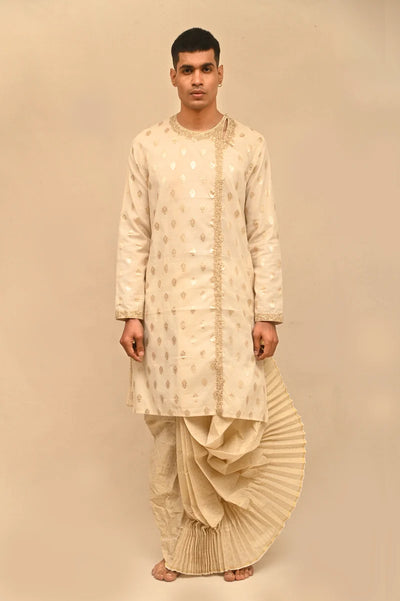 Off White Chanderi Silk Punjabi