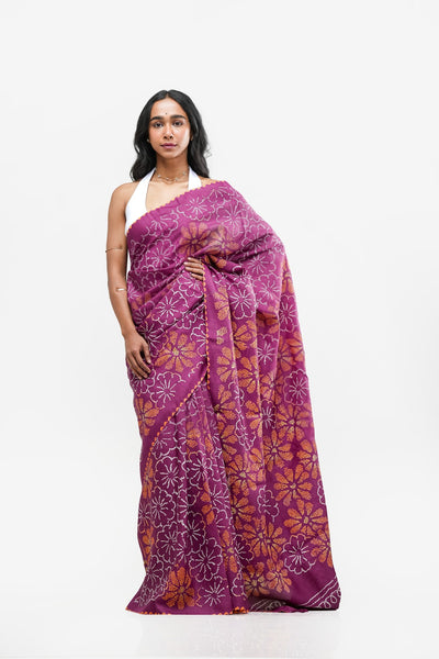 Chevron Patterned Rai Bandhni Saree
