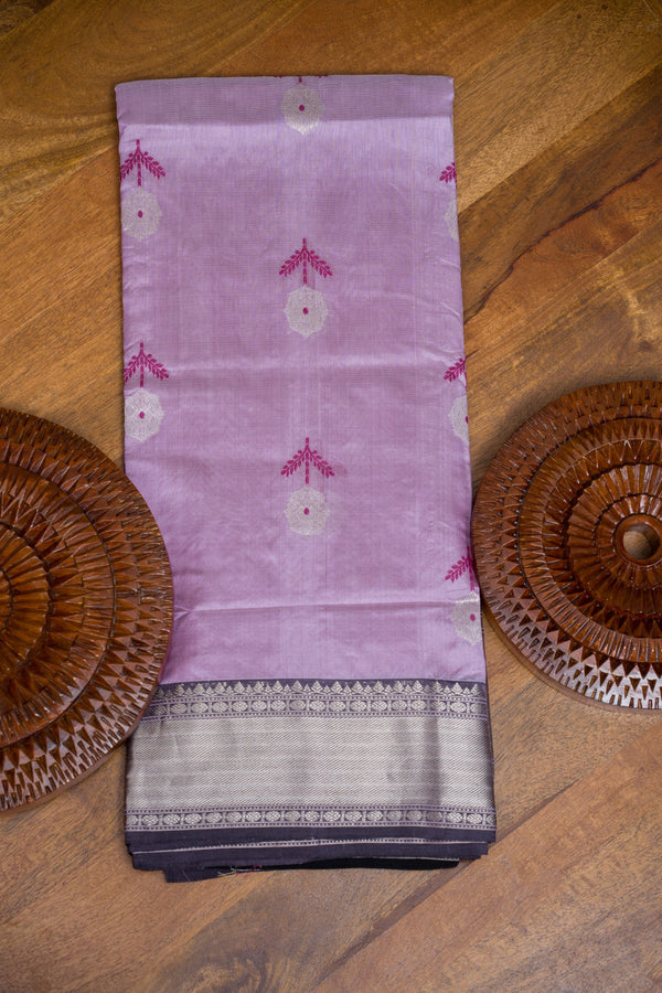 Dreamy LavenderChanderi Pattu Silk Saree with Antique Gold Zari Border