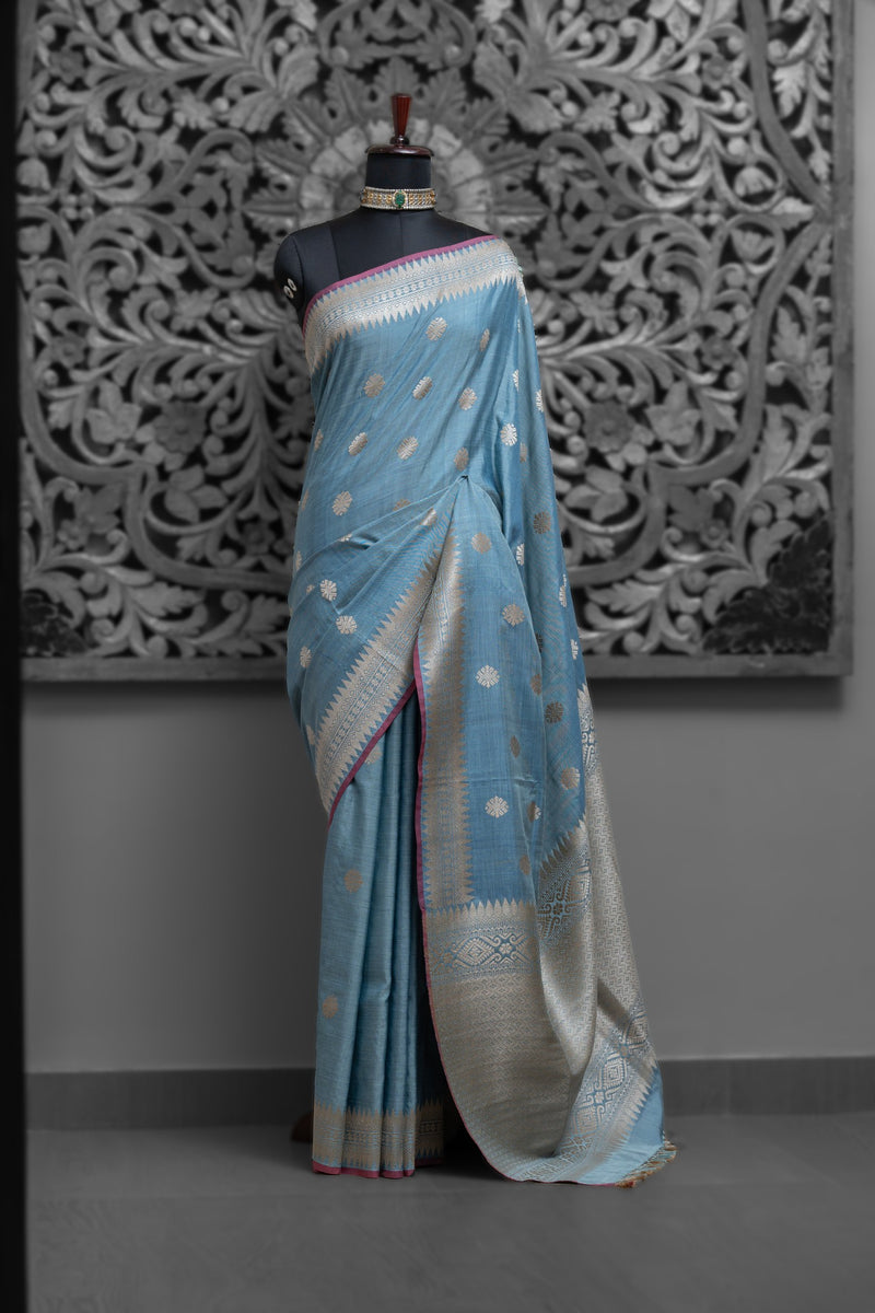 Tussar Design on Mulberry Silk Assam Saree