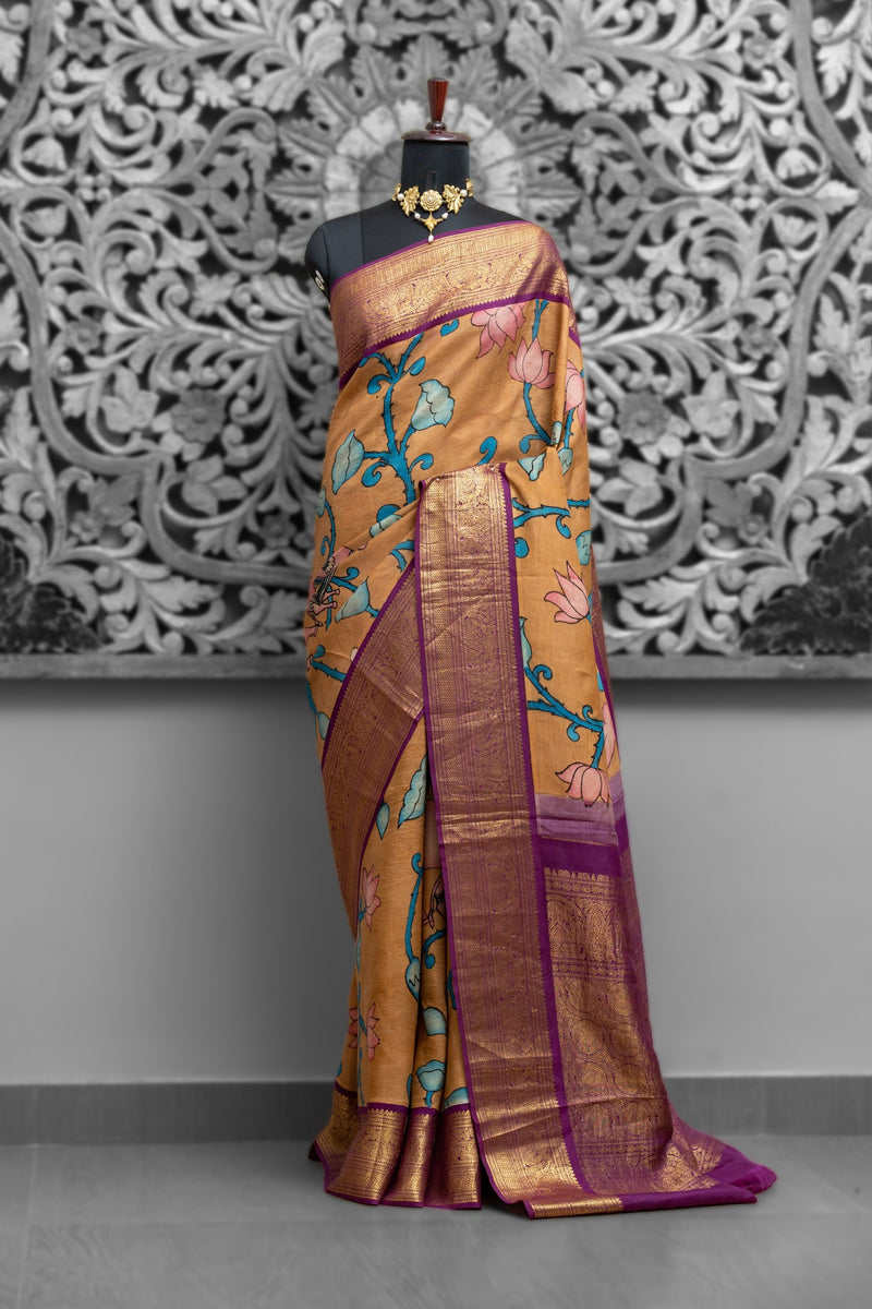 Kanjeevaram Fusion Kalamkari Saree