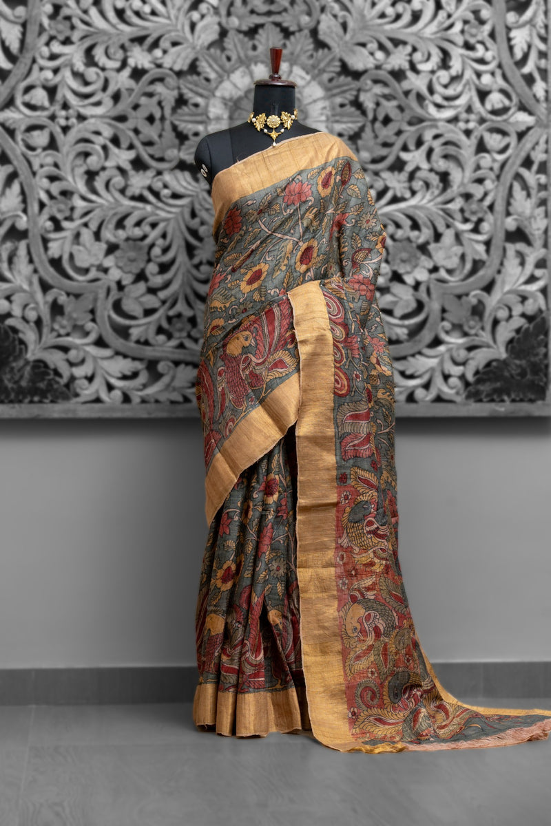 Tussar Kalamkari Saree