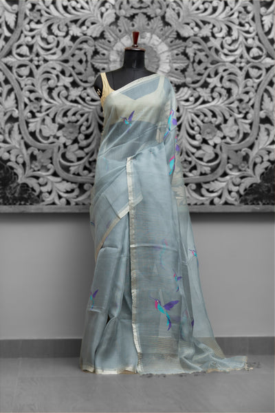 Exclusive Resham/Organza Silk Needle Jamdani Saree