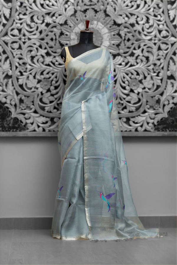 Exclusive Resham/Organza Silk Needle Jamdani Saree