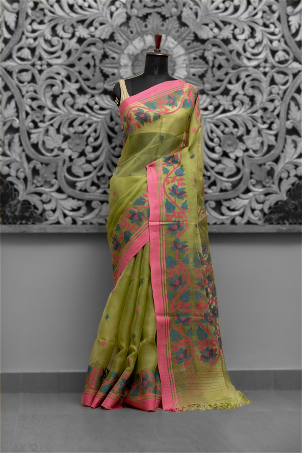 Traditional Muslin Silk Needle Jamdani Saree