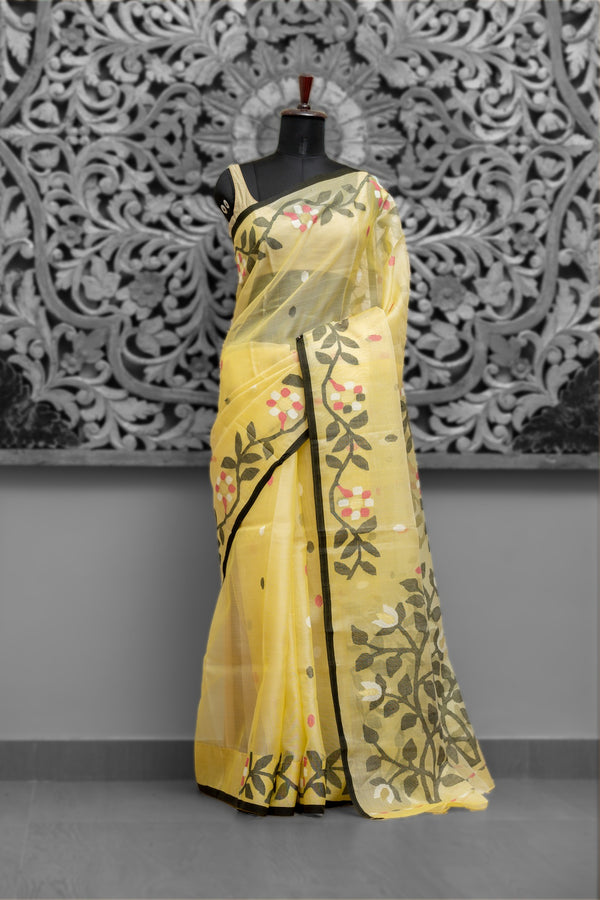 Traditional Muslin Silk Needle Jamdani Saree