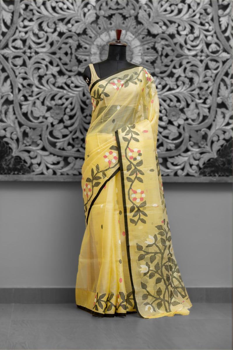 Traditional Muslin Silk Needle Jamdani Saree