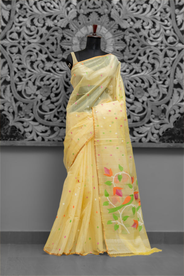 Traditional Muslin Silk Needle Jamdani Saree