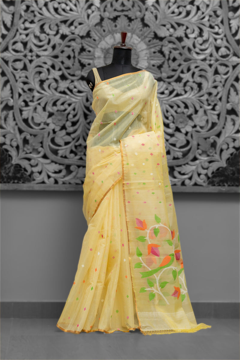 Traditional Muslin Silk Needle Jamdani Saree