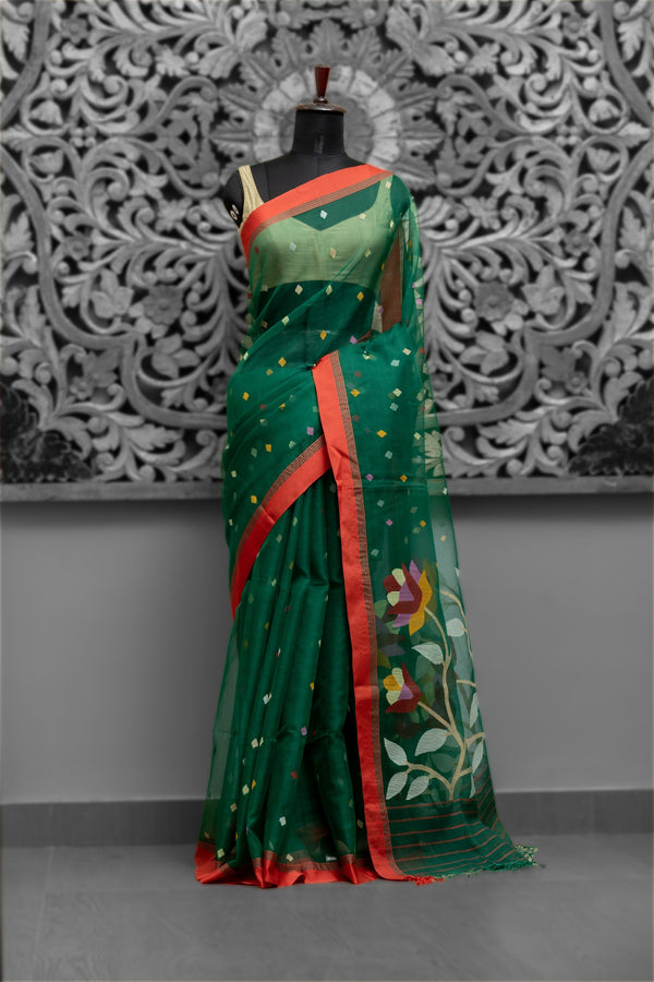 Traditional Muslin Silk Needle Jamdani Saree