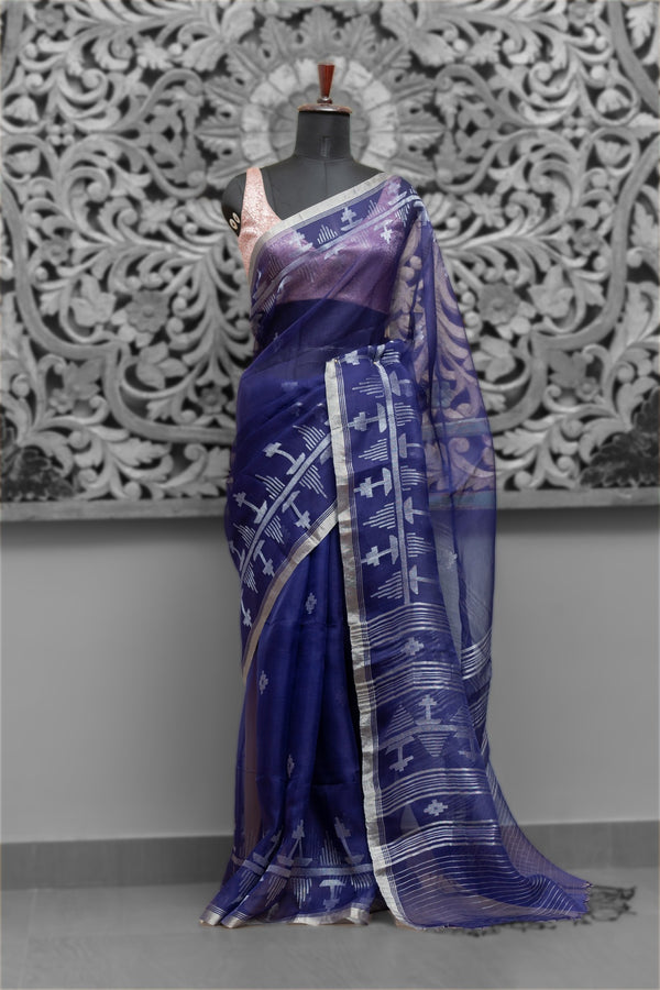 Exclusive Resham/Organza Silk Needle Jamdani Saree