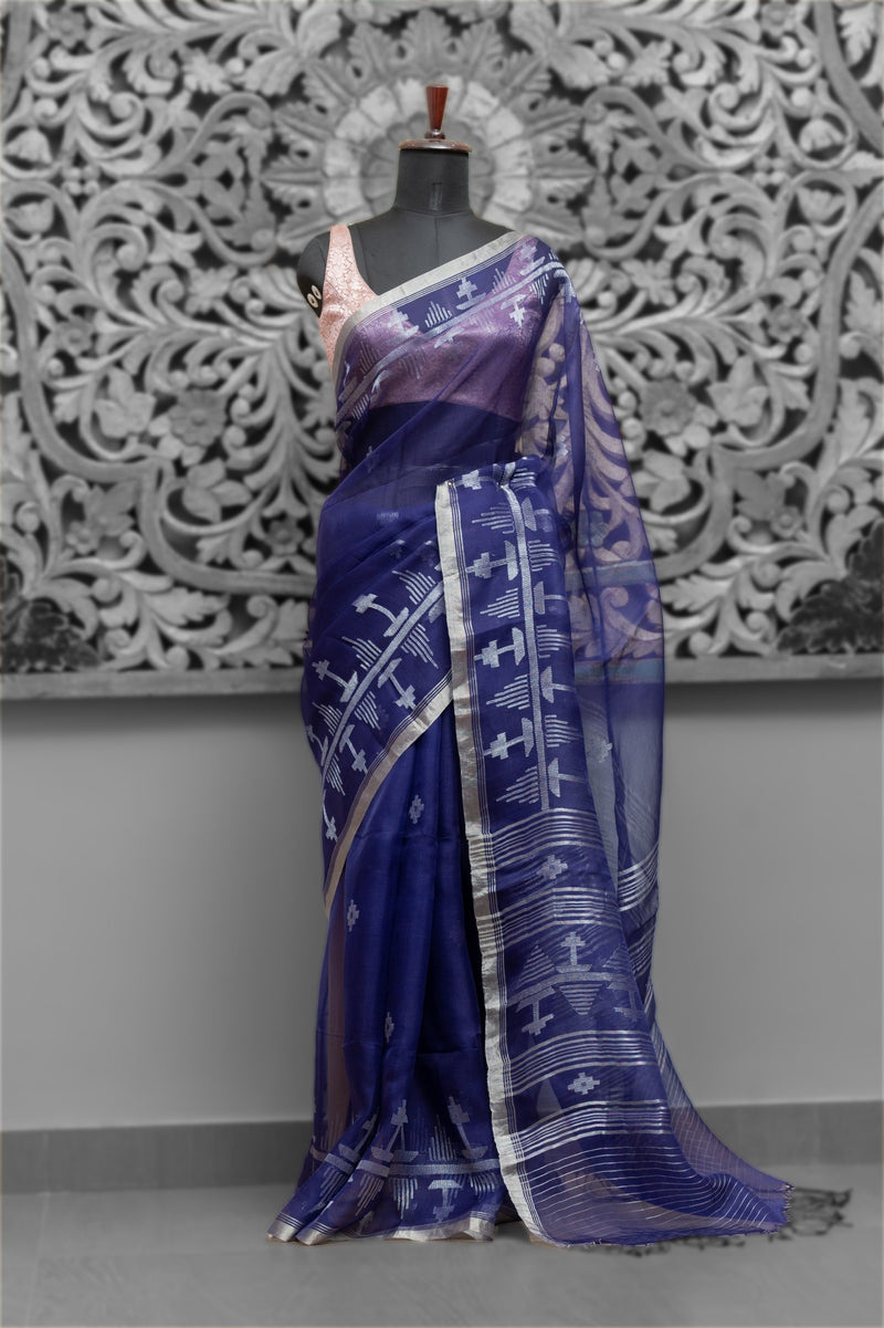Exclusive Resham/Organza Silk Needle Jamdani Saree