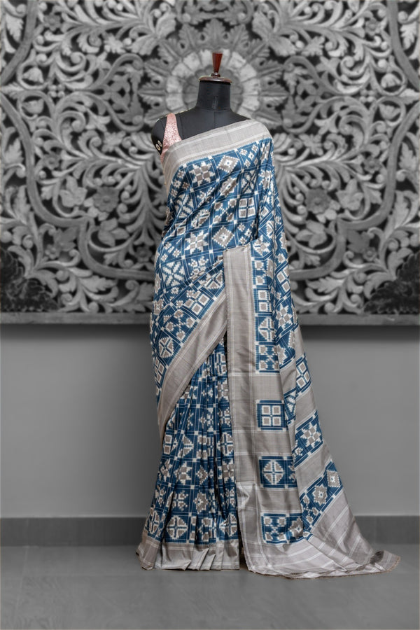 Natural Dye 12 Motif Telia Ikkat Silk Saree