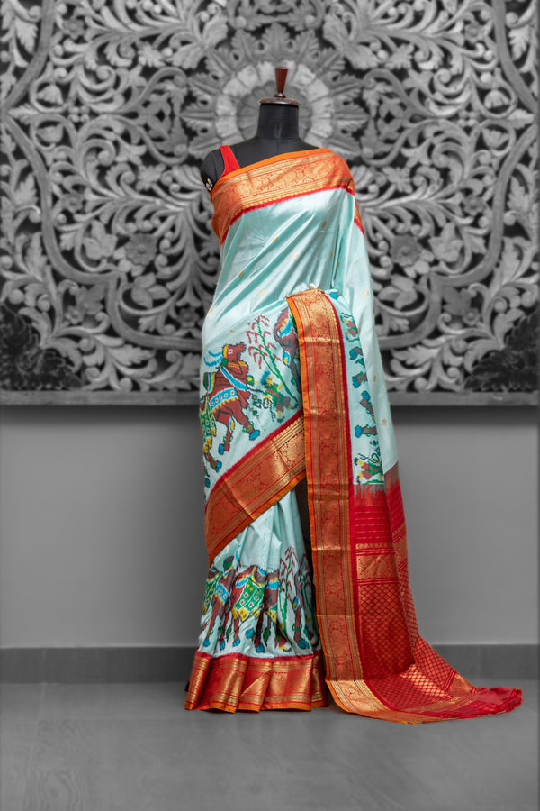 Pochampally Ikkat Fusion Kanjeevaram Saree