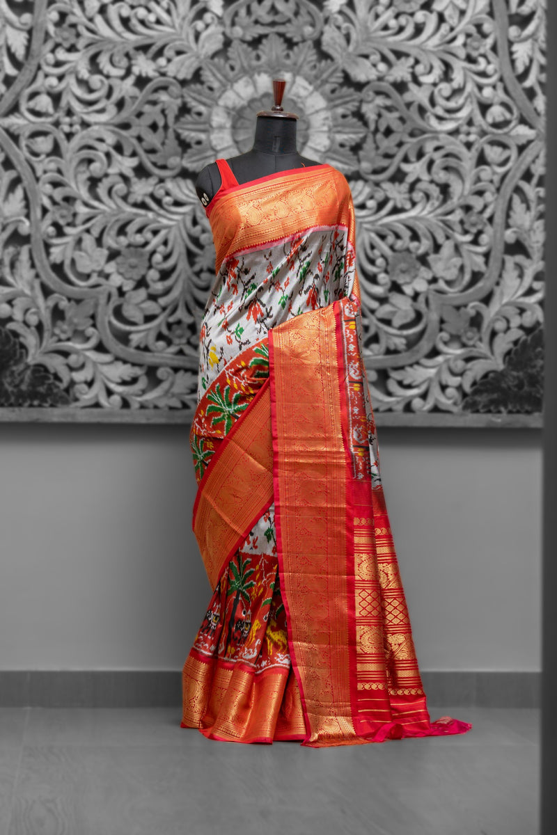 Pochampally Ikkat Fusion Kanjeevaram Saree