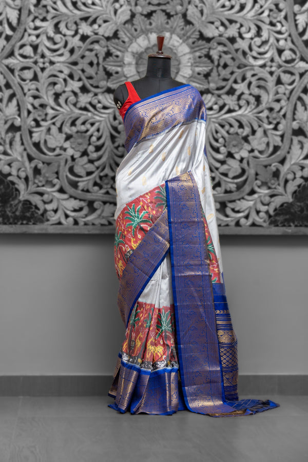 Pochampally Ikkat Fusion Kanjeevaram Saree