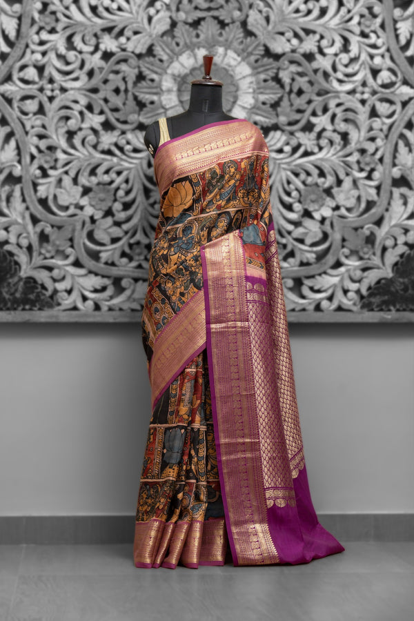 Kanjeevaram Fusion Kalamkari Saree