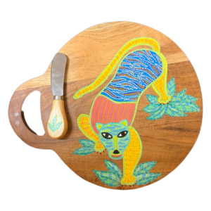 Hand Painted Leopard Cheese Board with Matching Spreader – Medium