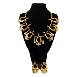 Mukto Pradip Neckpiece Set | Antique Gold Finish Statement Jewelry
