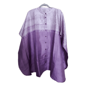 Two-Tone Handwoven Striped Artisanal Poncho Top | Relaxed Minimalist Artwear