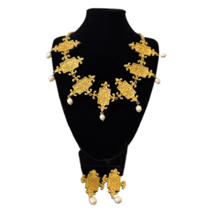 Jukta Neckpiece Set Gold Bridal Choker with Drop Details